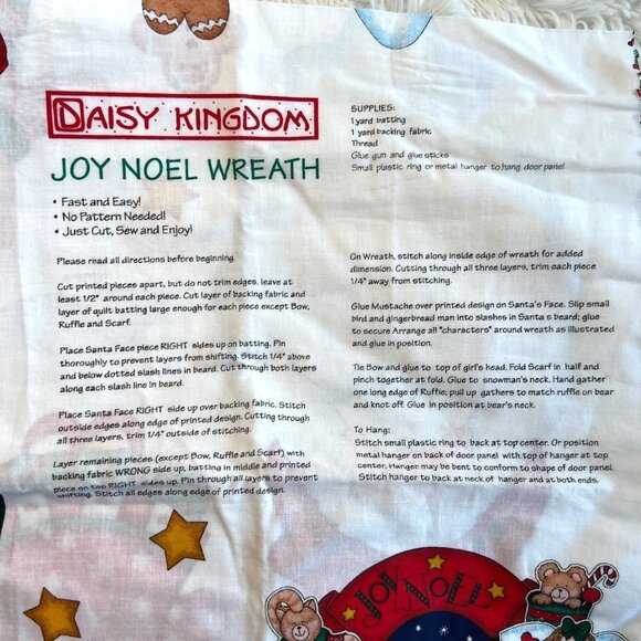 Daisy Kingdom Joy Noel Wreath Fabric Panel with Pattern Santa Christmas Holiday - Picture 2 of 7